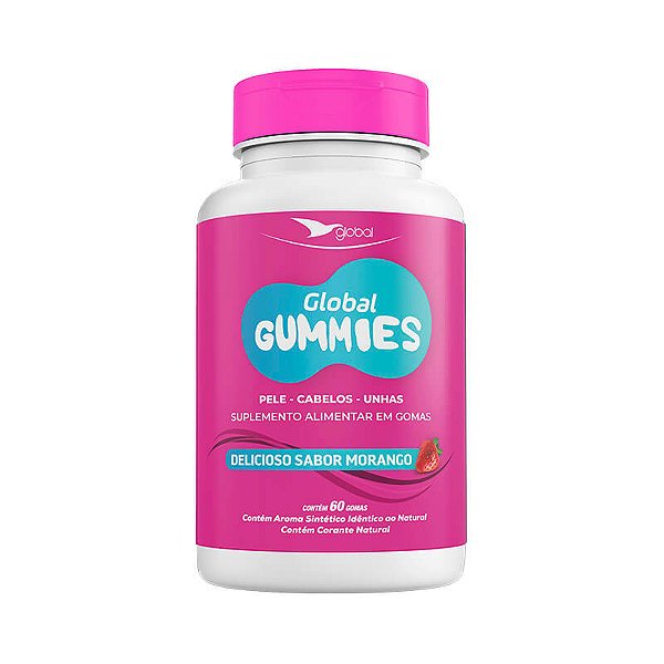 Suplemento Pele, Cabelos e Unhas em Goma Sabor Morango - 60 Gummies - GLOBAL
