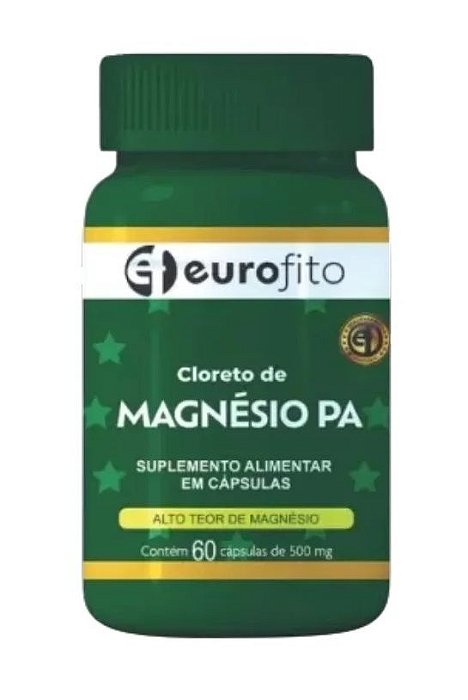 Cloreto de Magnésio PA Suplemento de Magnésio - 60 Cápsulas - Eurofito