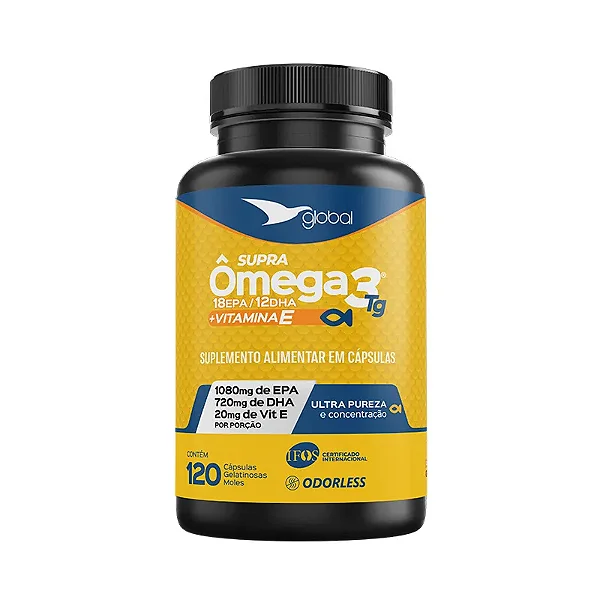 Suplemento Supra Ômega 3 TG (18 / 12) + Vitamina E - 120 CGM - GLOBAL
