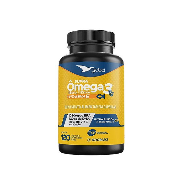 Ômega 3 Supra EPA 1080mg + DHA 720mg + Vitamina E - Coração, Colesterol e Articulações | Global Suplementos