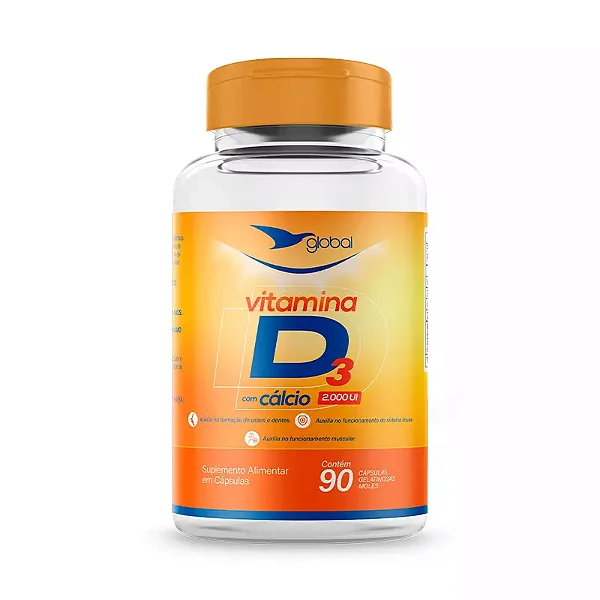 Suplemento Vitamina D3 2000UI e Cálcio - 90 CGM - GLOBAL