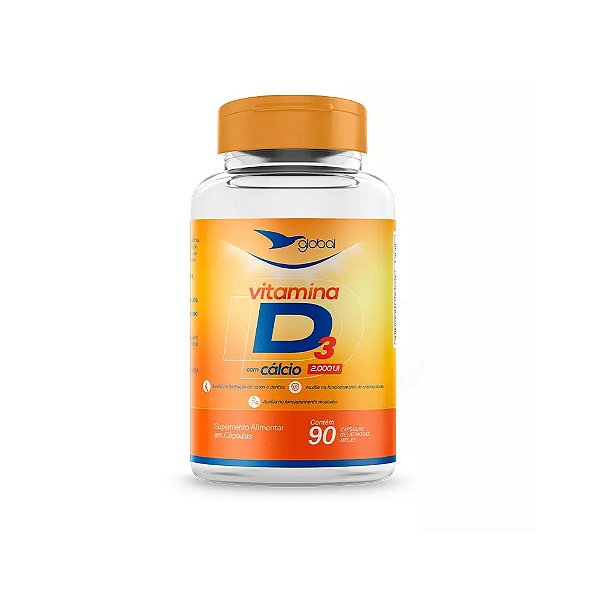 Vitamina D3 2000UI com Cálcio 90 Cápsulas Global Suplementos