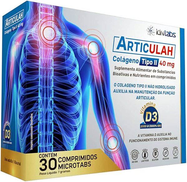Suplemento ARTICULAH Colágeno Tipo 2 e Vitamina D - 30 Comprimidos - IDNLABS
