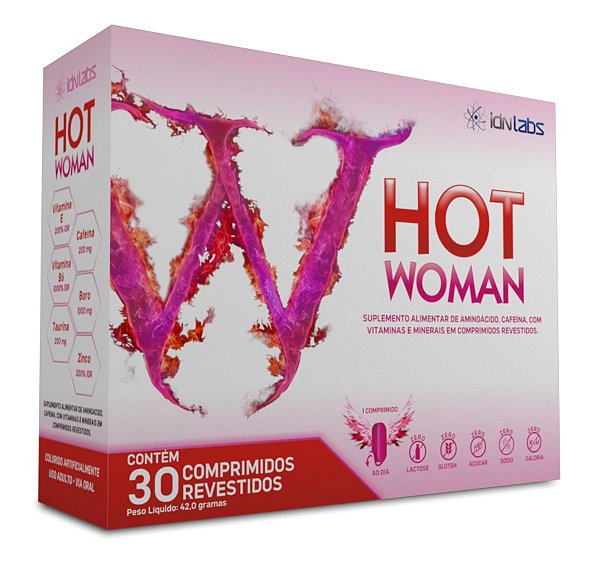 HOT WOMAN Energético Feminino Cafeína Taurina IdnLabs 30 Comprimidos