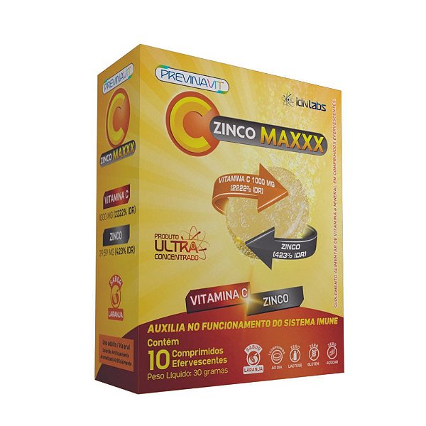 PrevinaVit Vitamina C Zinco MAXXX - 10 CPDs Efervescentes - IDNLABS