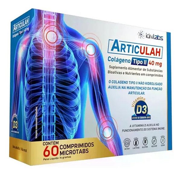 Suplemento ARTICULAH Colágeno Tipo 2 e Vitamina D - 60 Comprimidos - IDNLABS