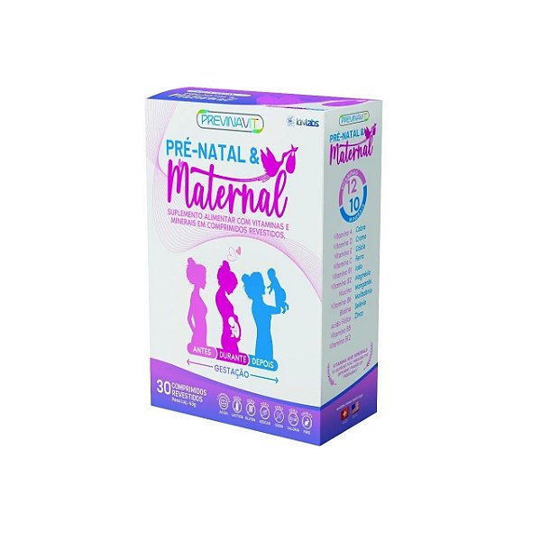 Vitamina para Gestante Multivitamínico Pré-Natal com Metilfolato, Ferro, DHA e Iodo 30 comp | Maternal Suporte IdnLabs