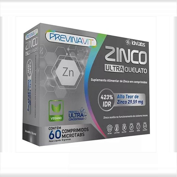 Zinco Quelato Bisglicinato 29,5mg Ultra Concentrado | Imunidade, Pele e Cabelo | 60 Comp IdnLabs