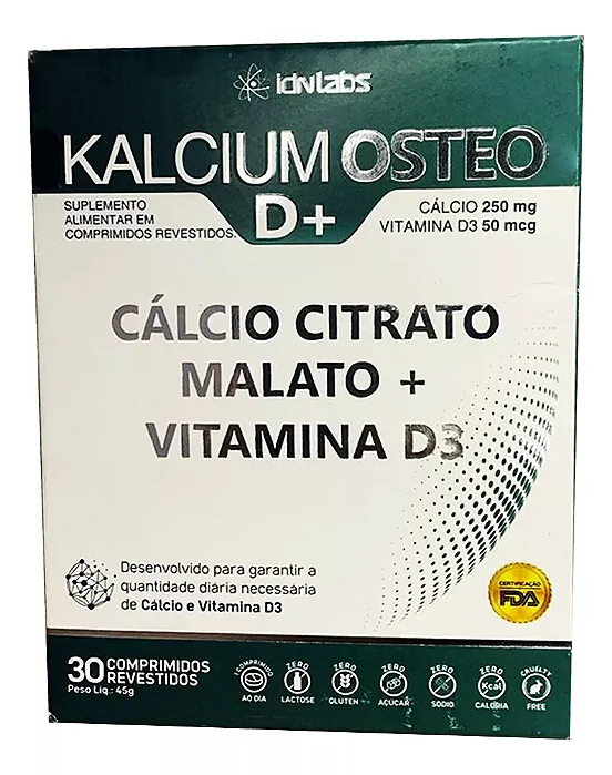 Suplemento Cálcio Citrato Malato e Vitamina D3 KALCIUM OSTEO D+ - IDNLABS