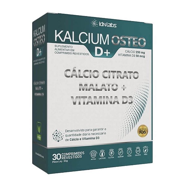 Suplemento Cálcio Citrato Malato e Vitamina D3 KALCIUM OSTEO D+ - IDNLABS