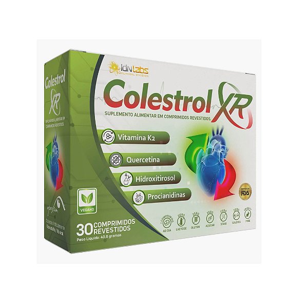 Vitamina K2 MK7 com Pinus Pinaster, Quercetina e Hidroxitirosol 30 comp | Colestrol XR IdnLabs