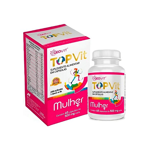 Vitamina para Mulher Multivitamínico Feminino 23 Nutrientes 60 cáps | Energia e Disposição | TopVit Mulher Eurofito