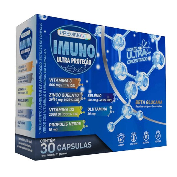 Imuno IdnLabs - Vitamina C 500mg, D3, Zinco e Própolis com Beta Glucana | 30 cápsulas