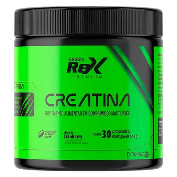 Creatina Monohidratada Mastigável 3g - Sabor Cranberry - Desempenho Físico - 30 Pastilhas | Green Rex Premium