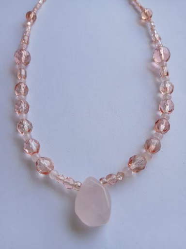 Colar Quartzo Rosa com Cristais Swarovski