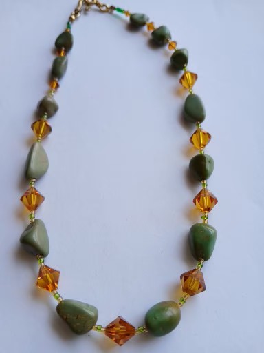 Colar Jaspe Verde com Swarovski