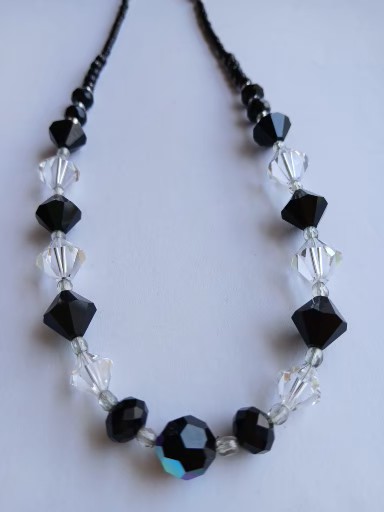 Colar Swarovski Black e Cristais Transparentes