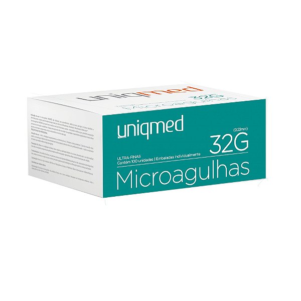 Microagulhas 32Gx4mm Uniqmed Caixa com 100 unidades