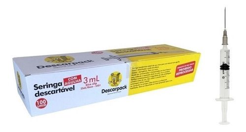 SERINGA DESC 03ML AG 25X0,7 SLIP DESCARPACK CAIXA COM 100 UNIDADES