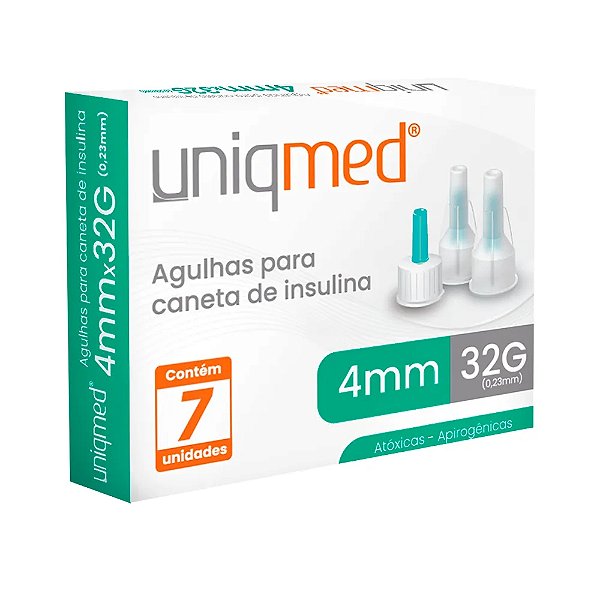 Agulhas para Caneta de Insulina Uniqmed 4mm x 32G (0,23mm) - Caixa com 7 unidades