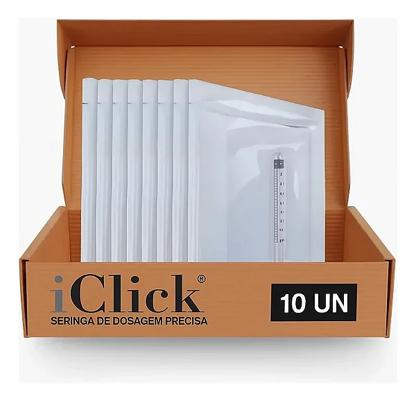 ICLICK CLI-1ML KIT 10 UNIDADES -SERINGA SEM AGULHA ZERO RESIDUO APLIC TOXINA BOTULÍNICA