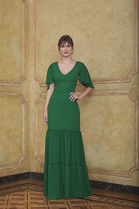 vestido liso verde