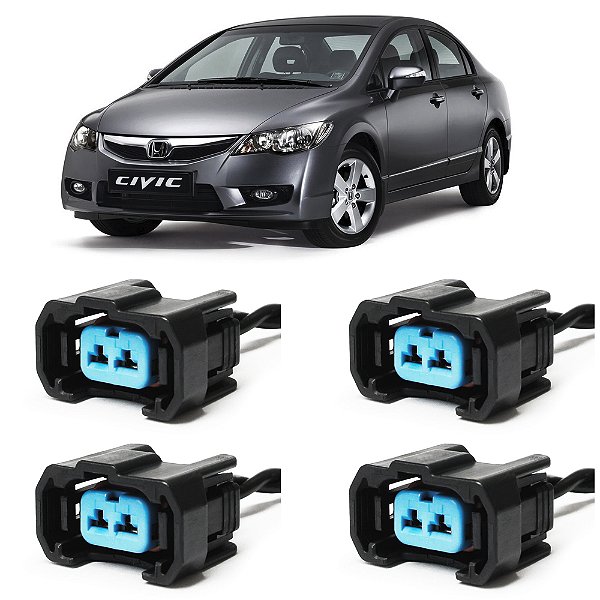Plug Conector Chicote Bico Injetor Honda Civic Fit CRV - Kit com 4