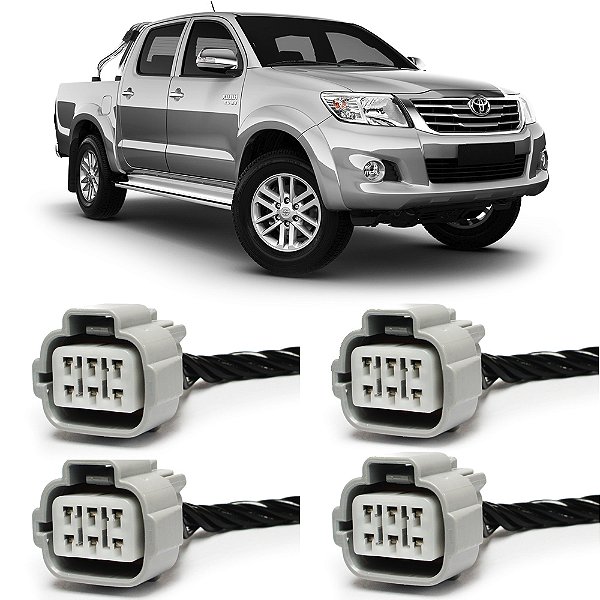 Plug Conector Chicote Bico Injetor Toyota Hilux 3.0 Diesel 2012 a 2015 - Kit com 4