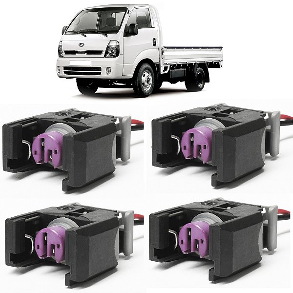 Plug Conector Chicote Bico Injetor Cammon Rail Kia Bongo Hyundai HR 2.5 Sprinter 2.2. 2.5 Ssangyoung Mercedes Benz Sprinter - Kit com 4