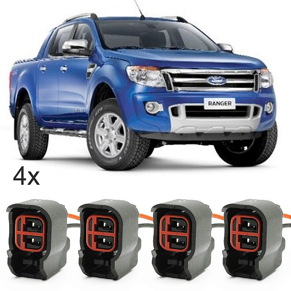 Plug Conector Chicote Bico Injetor Ford Ranger Flex 2.5 Ecosport Focus Fusion - Kit com 4
