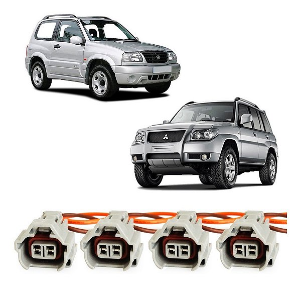 Plug Conector Chicote Bico Injetor Suzuki Vitara 1.6 2.0 Mitsubishi Pajero TR4 - Kit com 4