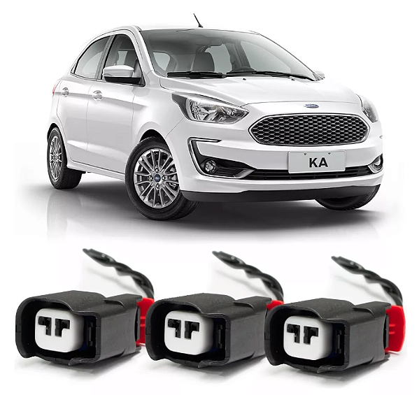 Plug Conector Chicote Bico Injetor Ford Ká 1.5 3cc 2015 a 2021 - Kit com 3 X