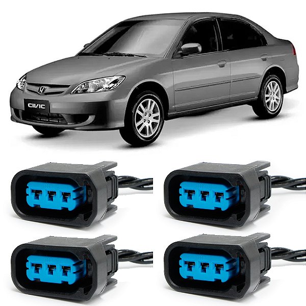 Plug Conector Chicote Bobina Ignição Honda Civic Accord CRV Até 2005 - Kit com 4