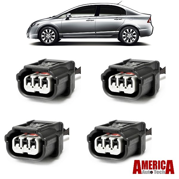Kit 4 Plug Conector Bobina Ignição Civic 1.8 2007 a 2011 City 1.5 CRV HRV 1.8 Accord 2.0 Montado com cabos de 1mm