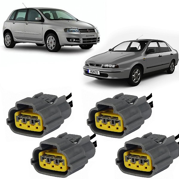 Plug Conector Chicote Bobina Ignição Mitsubishi Pajero TR4 2.0 Fiat Marea Brava Nissan Livina Tiida Sentra 1.8 - Kit com 4