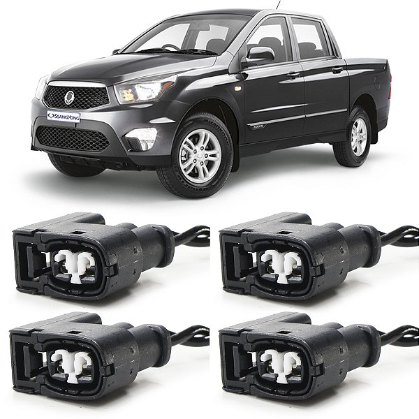 Plug Conector Chicote Bobina Ignição Ssangyong Actyon Kyron Rexton 2.3 2006 a 2011 - Kit com 4