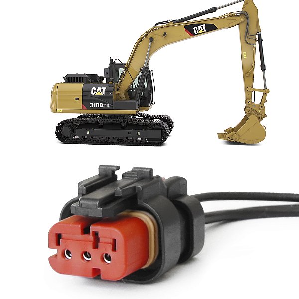 Plug Conector Chicote Ampseal Caterpillar 3 Vias 2304013 Mini Carregadeira Escavadeira Rolo Compressor Maquinas - 1 X