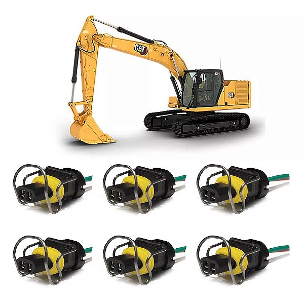 Plug Conector Chicote Bico Injetor Caterpillar 320D Cammon Rail - Kit com 6