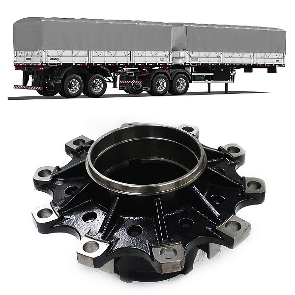 Cubo Roda Freio Randon Tampa 5 Furos Carreta Moderna Reboque e Semi Reboque