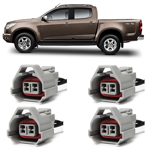 Plug Conector Chicote Bico Injetor Chevrolet S10 2.8 2014 a 2017 Diesel - Kit com 4