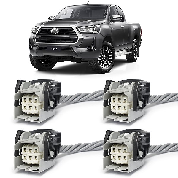 Plug Conector Chicote Bico Injetor Toyota Hilux 2.8 Diesel 2016 2017 2018 2019 2020 2021 2022 - Kit com 4