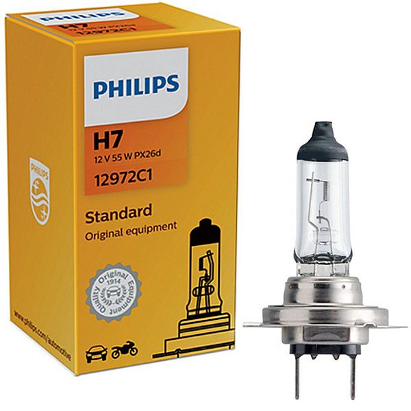 Lâmpada Philips Halógena H7 12v 55w Px26d 12972c1 Standard - MF DIESEL Auto  Parts