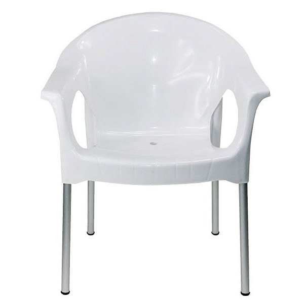 Cadeira plástica poltrona com pés em alumínio - Caixas Plasticas ETA