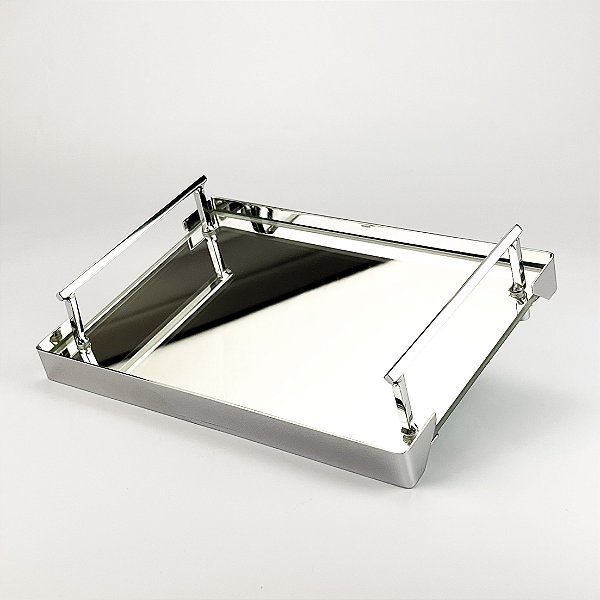 Bandeja de espelho cromada Fashion