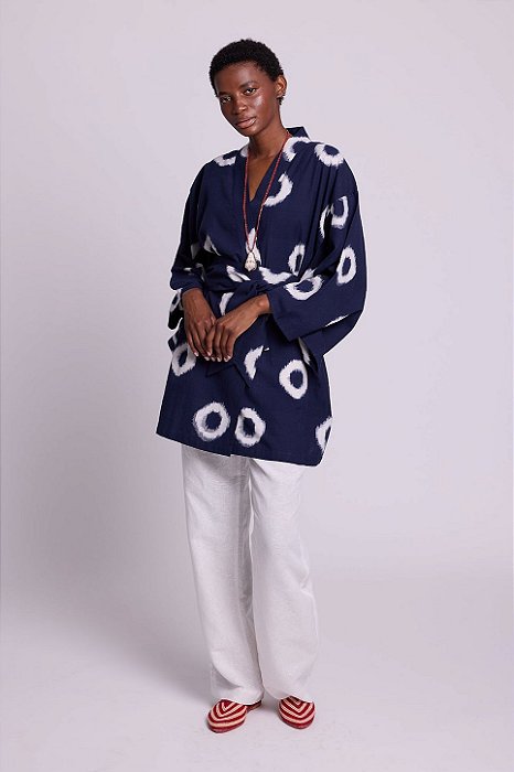 Blue Manda Short Kimono