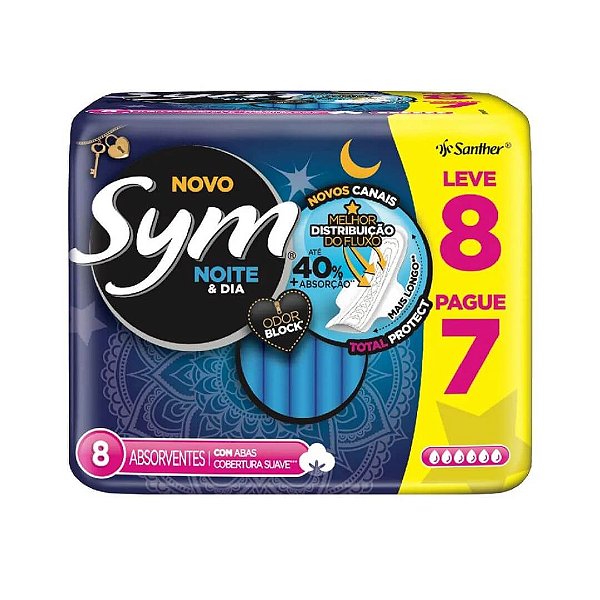 ABSORVENTE SYM NOTURNO C/ ABAS C/8 SUAVE
