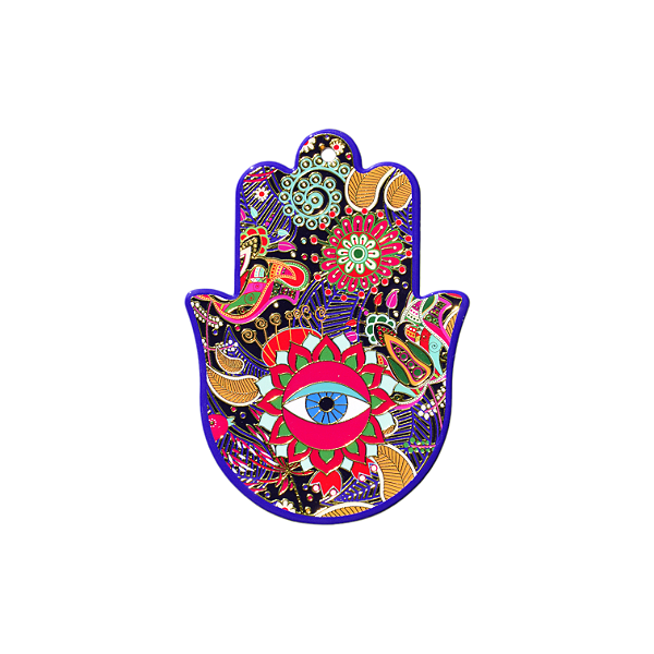 Mão de Fátima Cerâmica com Dourado Olho Grego 19 x 13 cm