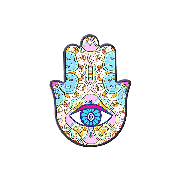 Mão de Fátima Cerâmica com Dourado Olho Grego 19 x 13 cm