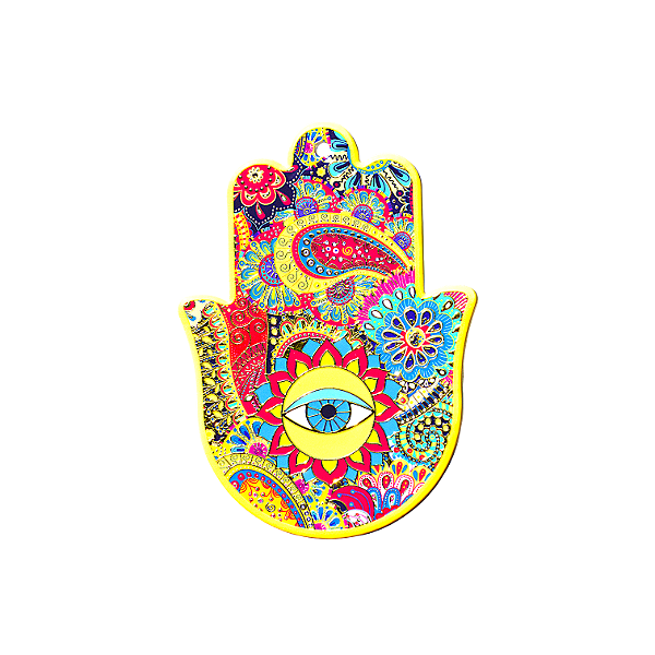 Mão de Fátima Cerâmica com Dourado Olho Grego 19 x 13 cm