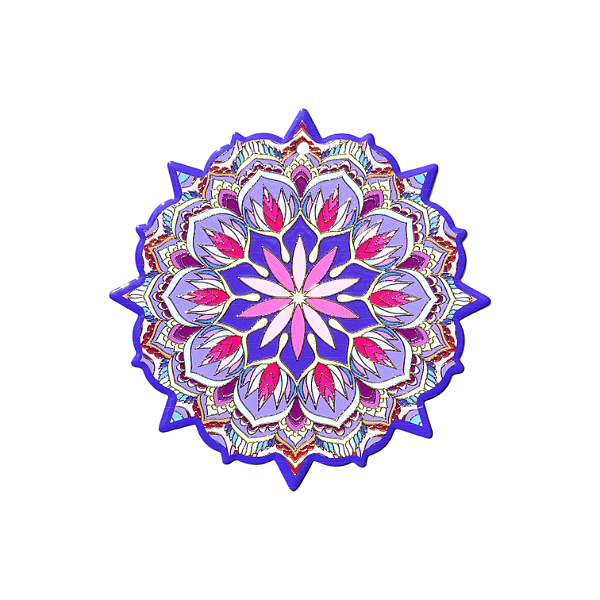 Mandala Colorida com Dourado em Cerâmica  21 cm diâmetro